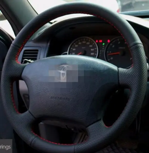 Пришивные натуральная кожа чехол рулевого колеса автомобиля для Toyota Land Cruiser Prado 120