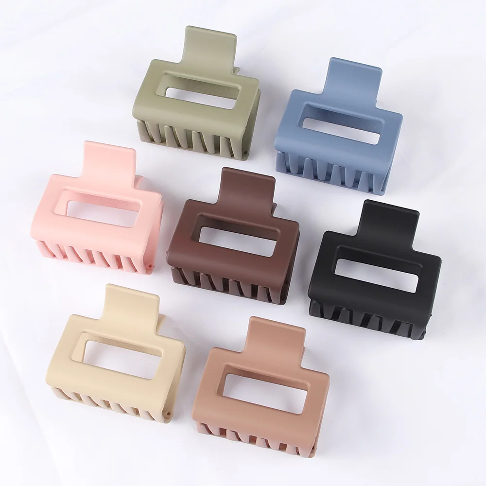 Elegant Geometric Hollow Big Hair Claw Crab Hair Clips Women Solid Matte Plastic Acrylic Square Ponytail Hair Clamps Accessories 1 10pcs square plastic storage box transparent acrylic flip cover dustproof mini case pill jewelry packaging display container