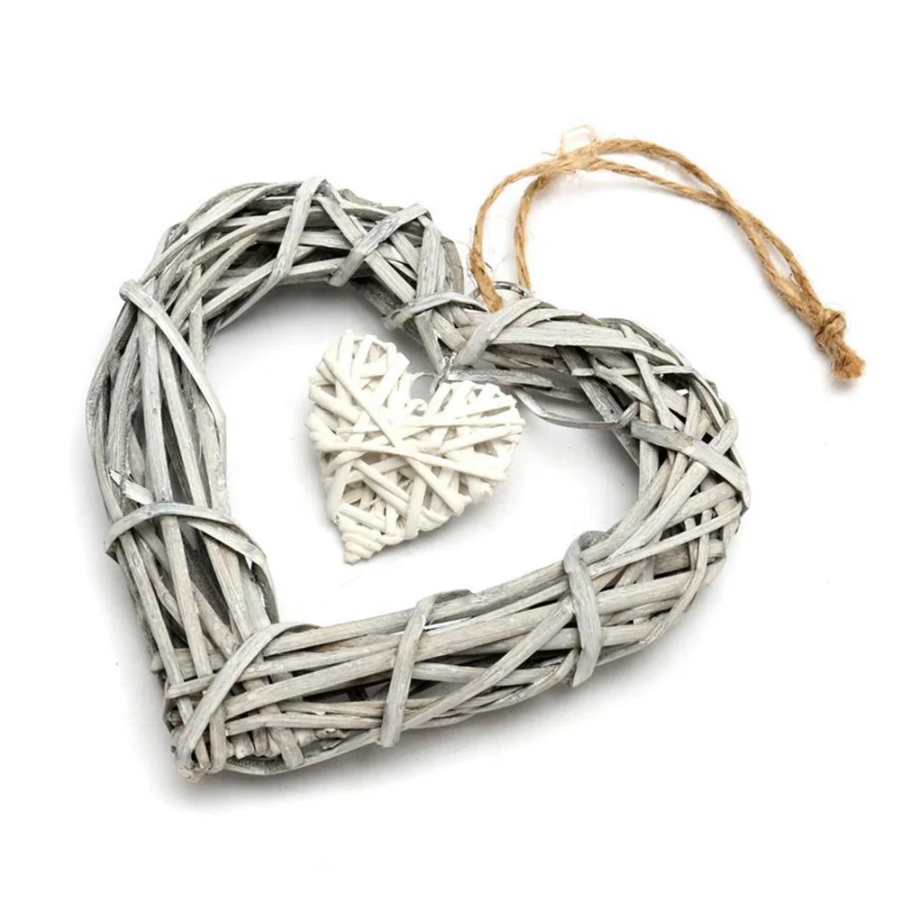 DIY Birthday Party Door Christmas Wedding Yard Cute Wall Rustic Style Home Decoration Wicker Heart Wreath Hanging Ornaments