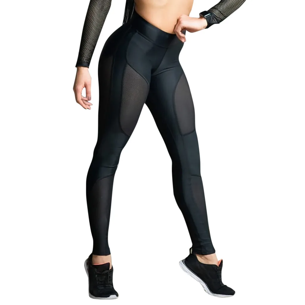 Спортивные женские леггинсы для фитнеса, черные сетчатые вставки, облегающие брюки в готическом стиле, женские повседневные леггинсы с широким поясом#1209