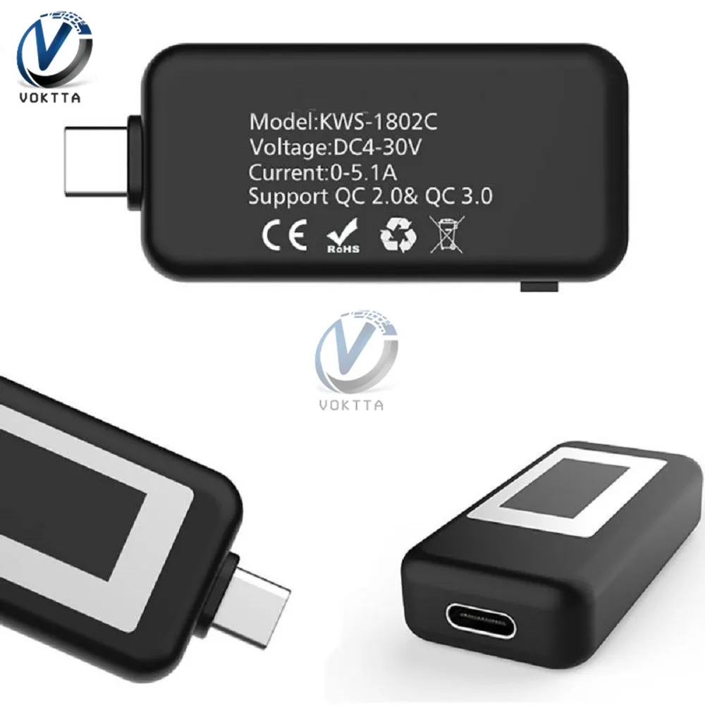 USB тестер Type C ЖК цифровой вольтметр амперметр напряжения и тока детектор