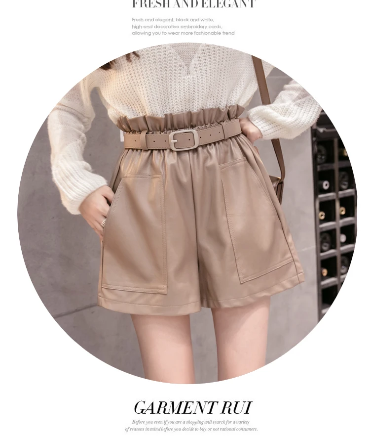 Elegant Black Khaki High Waist Shorts