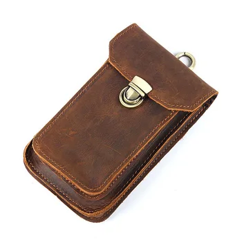 

BOLEKE Men Crazy Horse Genuine Leather Cowhide Vintage Cell/Mobile Phone Cover Case skin Hip Belt Bum Purse Fanny Pack Waist Bag