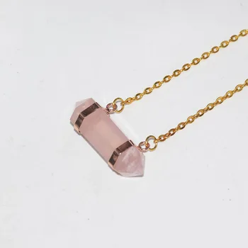 

Fashion Jewelry Natural Stone Chain necklace femme 2019 rose gold crystal quartz hexagonal connector necklace for women as gifts