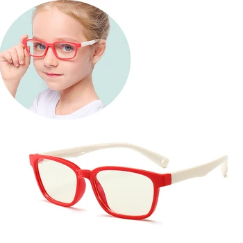 

1pc Baby Anti-blue Light Silicone Glasses Brand Children Soft Frame Goggle Plain Glasses Kids Eye Frame Boys Girls Eyewear New