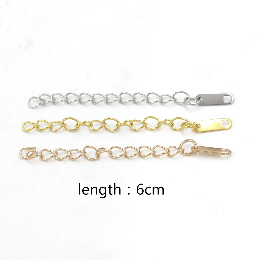 

Silver/Gold/Rose Gold Stainless Steel Extender Chain With Rectangle Charms Extended Extension Chain 6cm Wholesale 50pcs