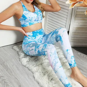 

2020 Hot Sale Printed Sports Fitness Suit Moisture Wicking Clothes Ladies Fitness Suit