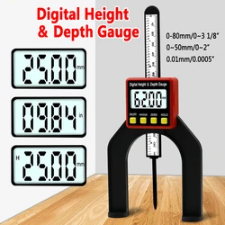 Medidor de profundidade digital lcd calibres de altura pinças com pés magnéticos para mesas roteador display digital ferramentas de medição para trabalhar madeira
