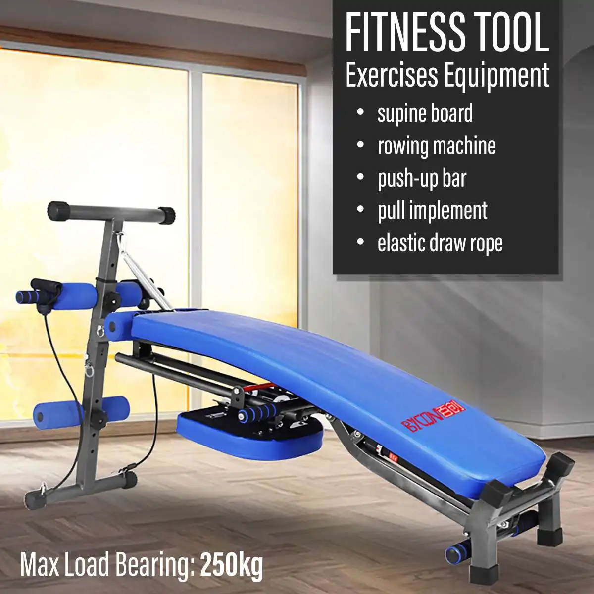 US $120.32 5 In 1 Folding Sit Up Benches Board PushUp Bar Rowing Machine Adjustable Abdominal Muscle Trainer Workout Fitness Equipment