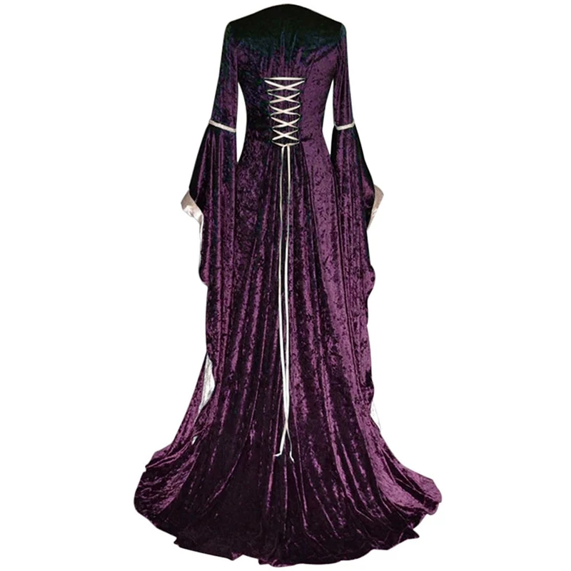 Средневековое платье костюмы на Хэллоуин для женщин Косплей Благородный дворец длинные халаты древний колокол рукав костюм принцессы