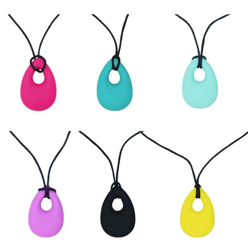 Free Shipping 6 Pack Chewing Necklace Silicone Teether Pendant Kids Teething Toys for Boys Girls Adults Autism | Мать и ребенок