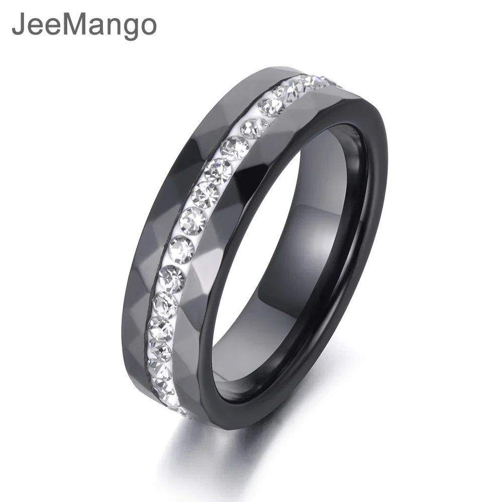 JeeMango классические кольца из Белой и Черной керамики ювелирные изделия глиняные