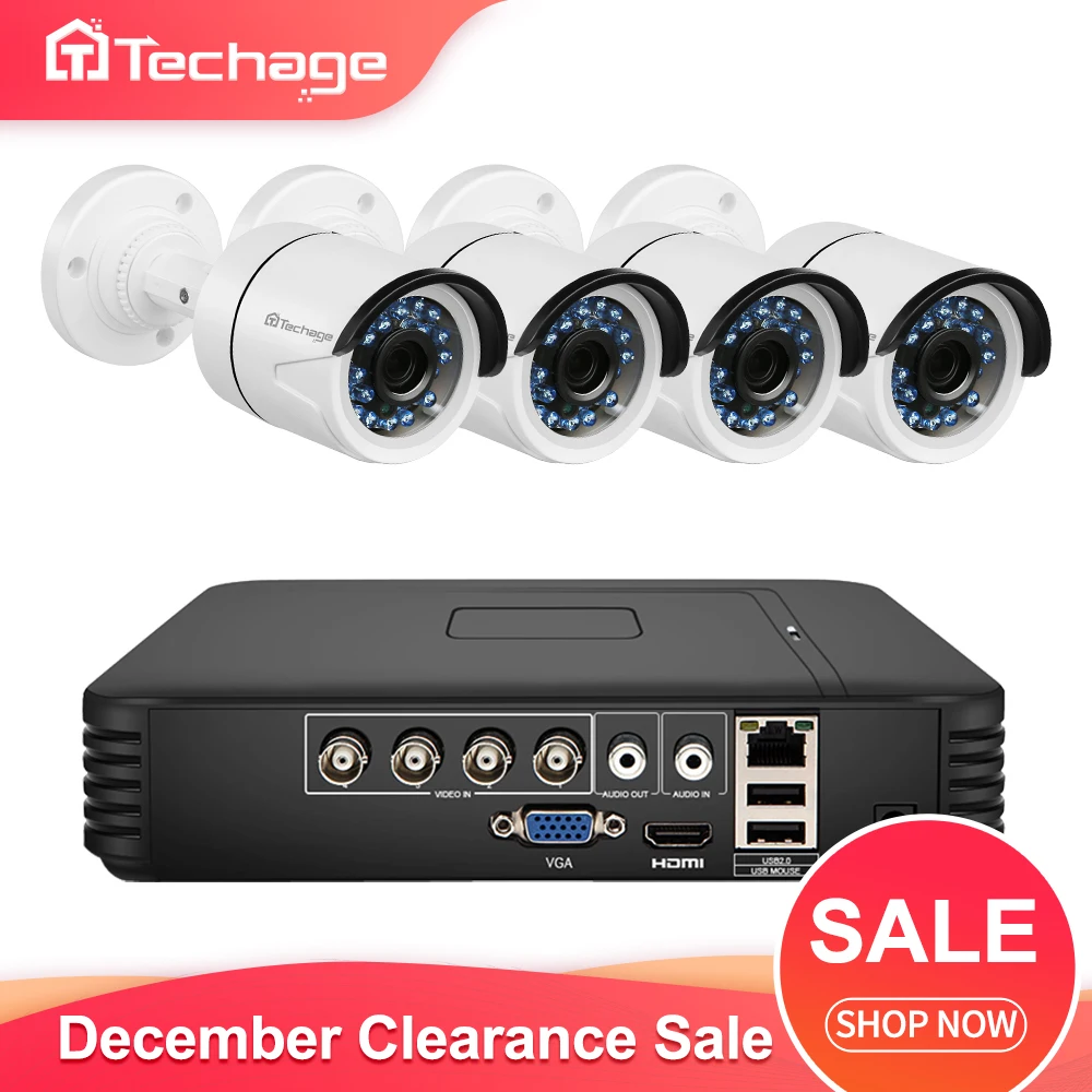 Techage 4CH 1080N AHD DVR Kit 720P CCTV Системы 1MP ИК Ночное видение для дома и улицы Камера камера наружного видеонаблюдения набор для приготовления чая 1 ТБ HDD