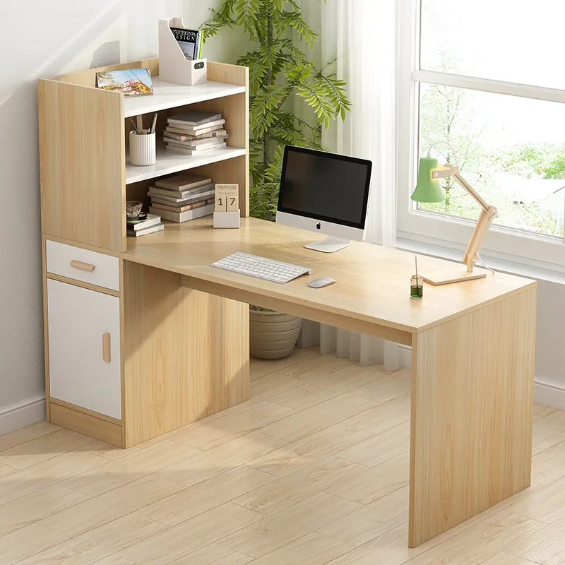 

Minimalist Modern Desk Bookshelf Combination Computer Desktop Table Bedroom Table Household Bookcase One-piece Students Writing