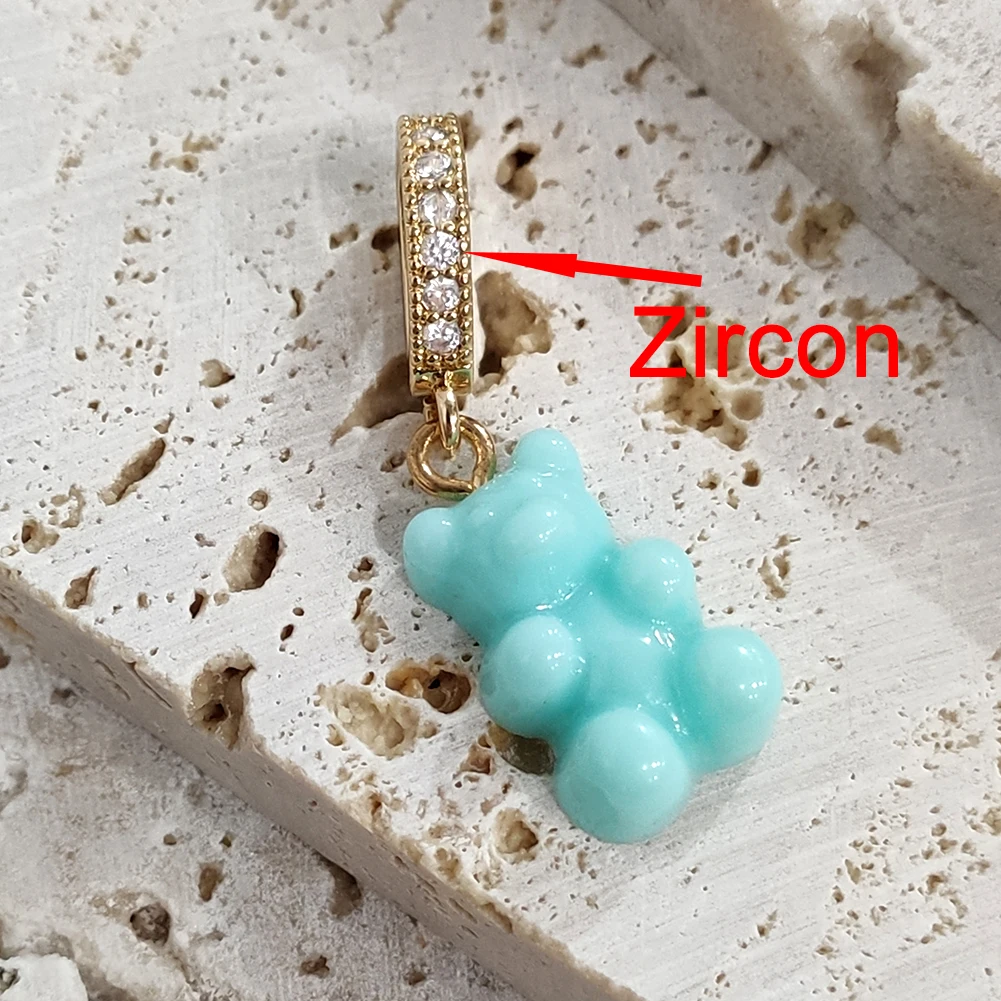 2021 Candy Color Gummy Bear Resin Pendant Necklace for Women Simple Golden Metal Chain Necklace Female Fashion Jewelry Gifts 