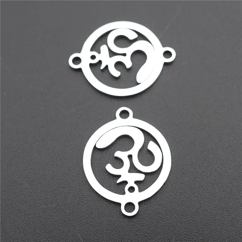 

5 Pieces Yoga OM Symbol Component Real Gold Plated Stainless Steel Connector Link Hindu aum om sign DIY Jewelry Findings