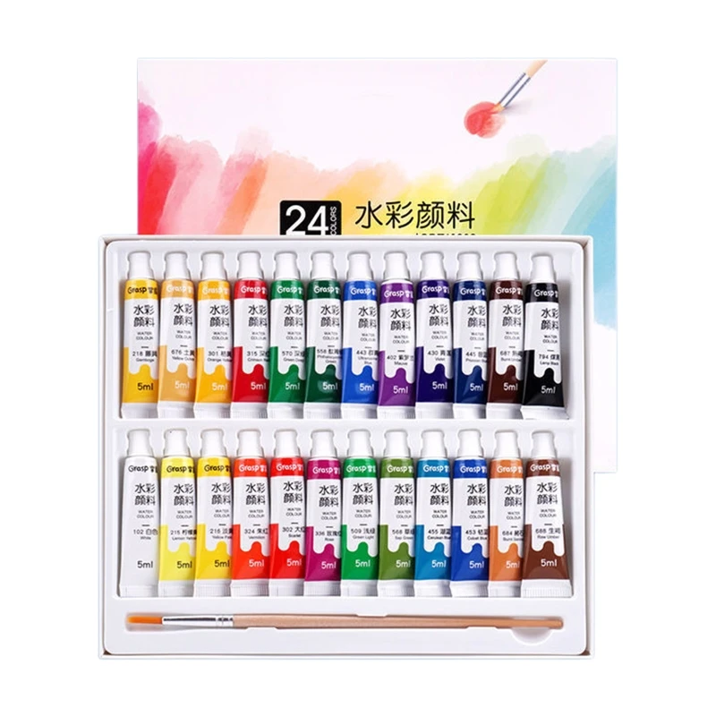 Watercolor Paint Set Tubes Art Gouache Pigment 5ml 12/18/24/36 Colors Art Student Painters Beginners
