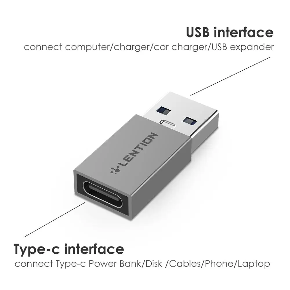 Lention USB 3.0 (Type-A) Male to USB 3.1 (Type-C)Female Connector Converter Adapter