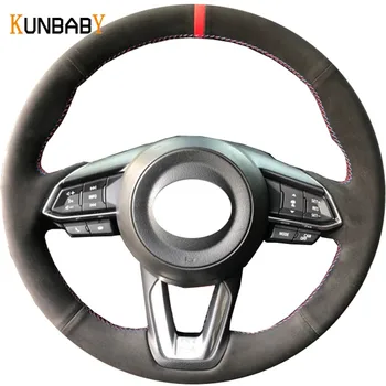 

KUNBABY Car Styling Black Suede DIY Car Steering Wheel Cover Case for Mazda 3 CX-5 2017 Mazda CX-9 2016 Axela Car Accessories