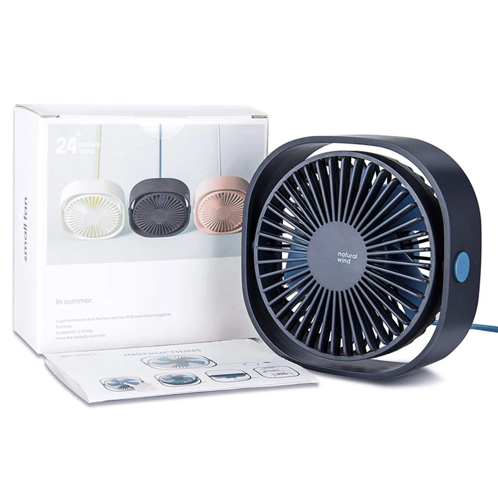 

3 Speed Mini USB Desktop Fan Personal Portable Cooling Fan with 360 Rotation Adjustable Angle for Office Household Traveling Car