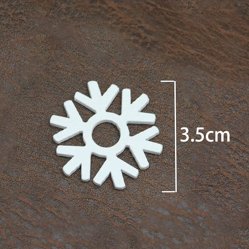 35mm White Mix Shape Wooden Snowflakes 50pcs/pack Christmas Ornaments Christmas Tree Pendants New Year Decorations for Home