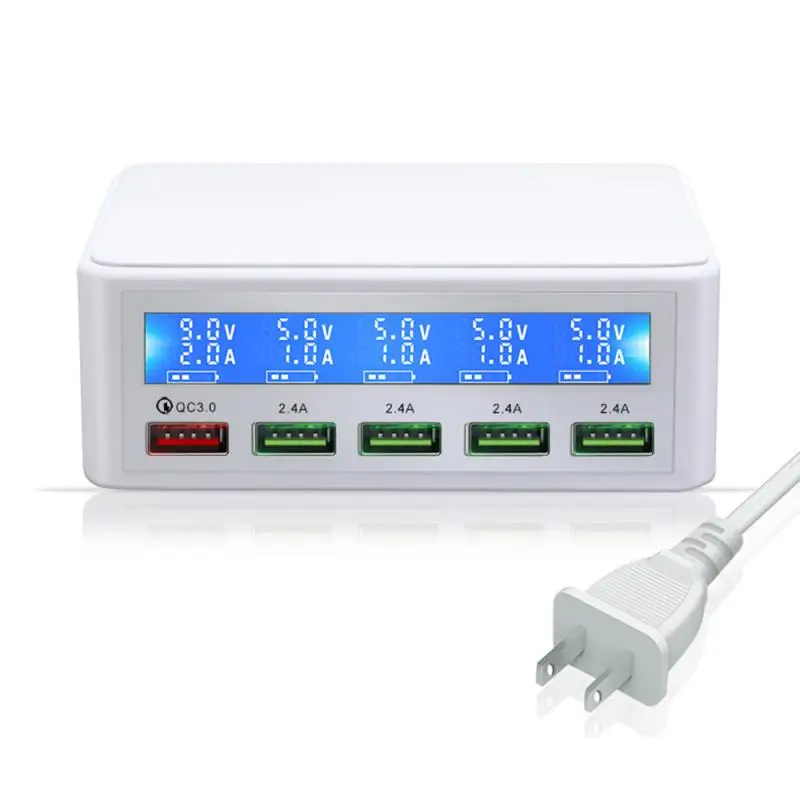 Quick Charge QC 3.0 Smart 5 Ports USB Charger Power Adapter Station LCD Display