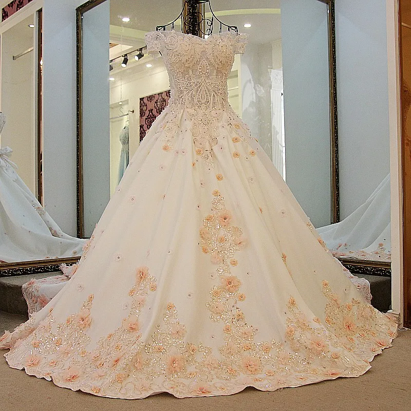 Vestido De Noiva, модное роскошное кружевное свадебное платье принцессы с длинным шлейфом, украшенное бусинами, с открытыми плечами