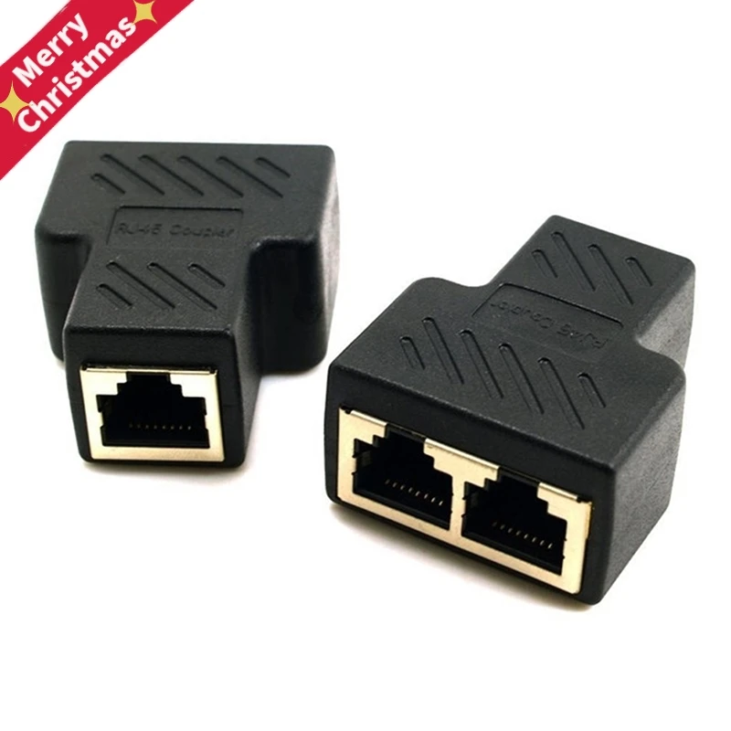 

1 To 2 Ways RJ45 LAN Ethernet Network Cable Female Splitter Connector Adapter For Laptop Docking Stations