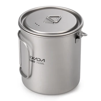 

1/3psc Titanium 750ml Pot Lightweight Titanium 750ml Pot 420ml Water Cup Mug with Lid Collapsible Handle Folding Spork