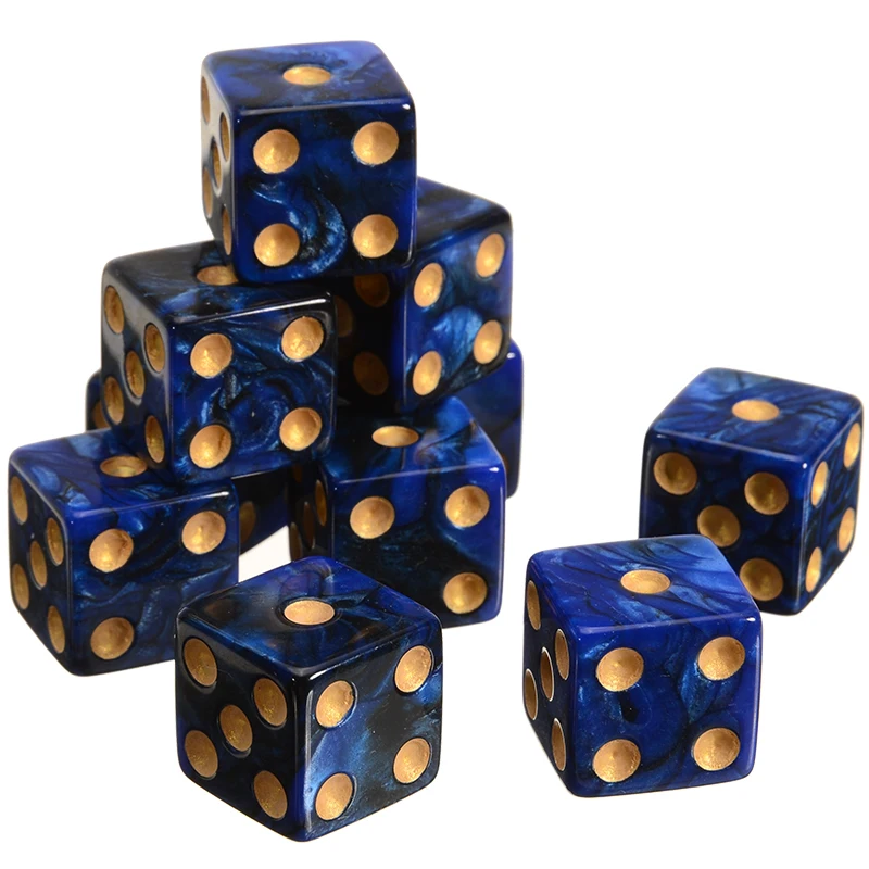 New Arrival 10Pcs/Set New Colorful 6 Sided Dice Pearl Gem Dices 16mm Playing Table Game Entertainment Supplies