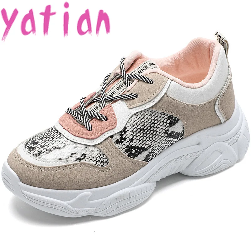 

2019 Women Fashion Chunky Sneakers For Lady Brand Casual Shoes Comfortable Girls Increased 4.5cm Wedges Thick Sole QW-95