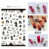 1pc Halloween water transfer nail art stickers decals nails decorations manicure tools pumpkin skull design 1