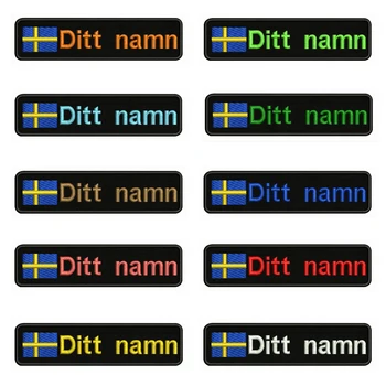 

Sweden Flag Embroidery Custom Name Text Patch Stripes badge Iron On Or Sew On Or Velcro Backing Patches For Clothes Backpack Hat