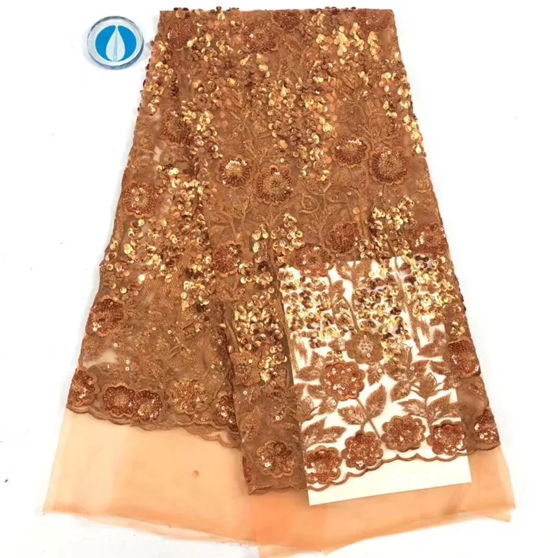 

Sequins Lace Fabric 2019 Bule sequins Nigerian Laces Fabric High Quality French Tulle Lace Fabric For Women Dress