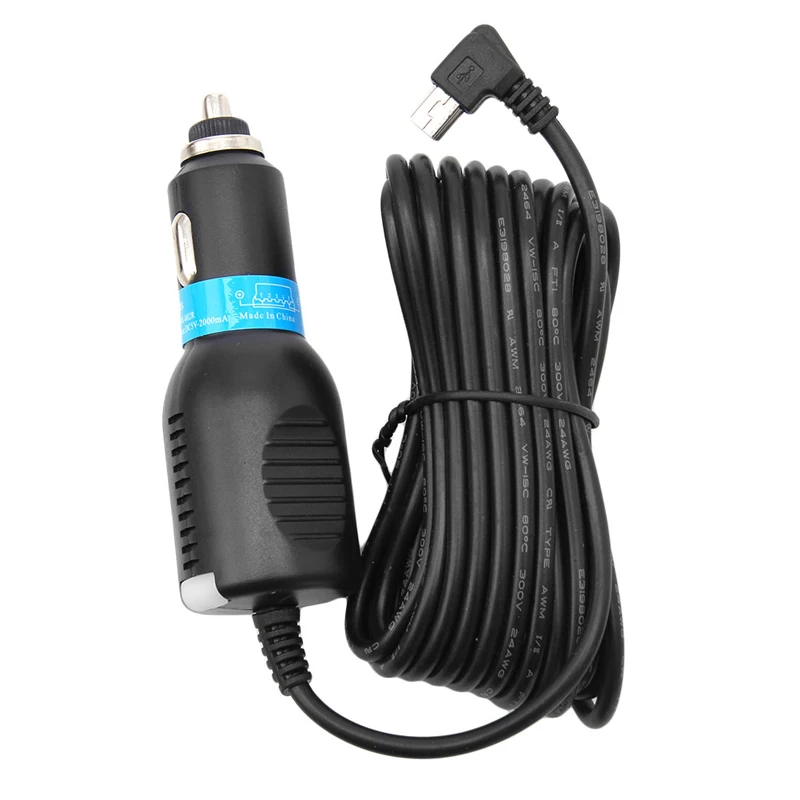 DC 5V 2A мини USB Автомобильное зарядное устройство Кабель-адаптер для gps камеры 3,5 m