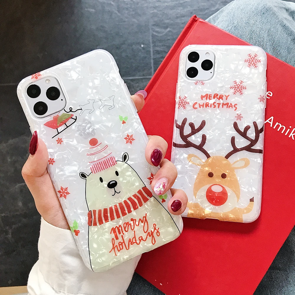 

Phone Case For iPhone 11 Pro Max XR XS Max 6 6S 7 8 Plus X Merry Christmas Gift Snowman Dream Shell Soft IMD Back Cover Fundas C