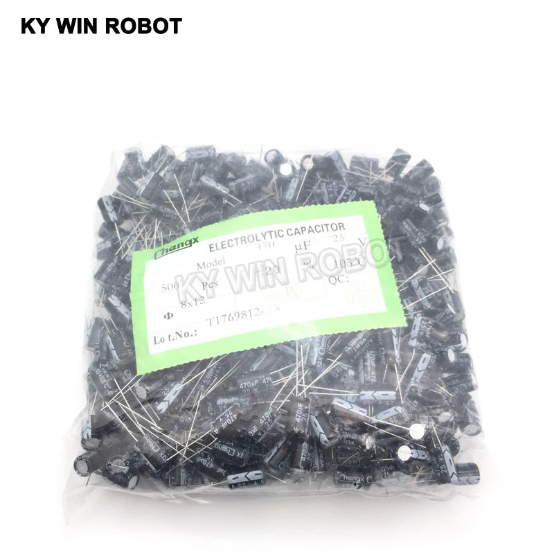 Pengiriman gratis 50 pcs 470 uF 25 V frekuensi tinggi Radial Electrolytic kapasitor, 8 * 12 mm IC