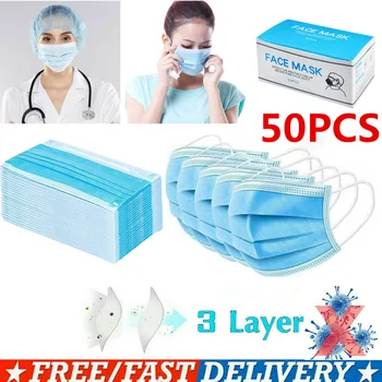 

NEW Arrival 3-layer mask 50pcs Face Mouth Masks Non Woven Disposable Anti-Dust Meltblown Cloth Mask Earloops Masks Fast delivery