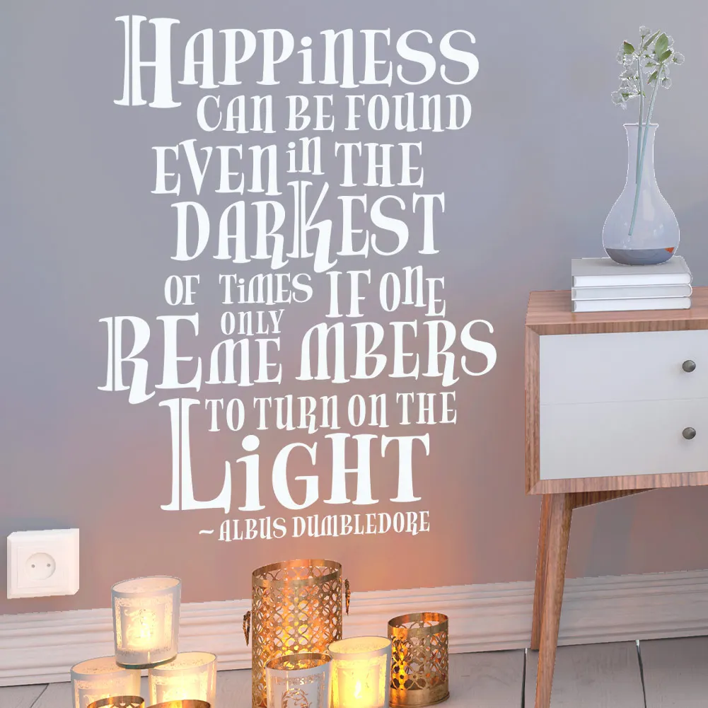 Magic Harry Dumbledore Happiness Can Be Found Wall Typographic Inspirational Wall Sticker Home Art Decal