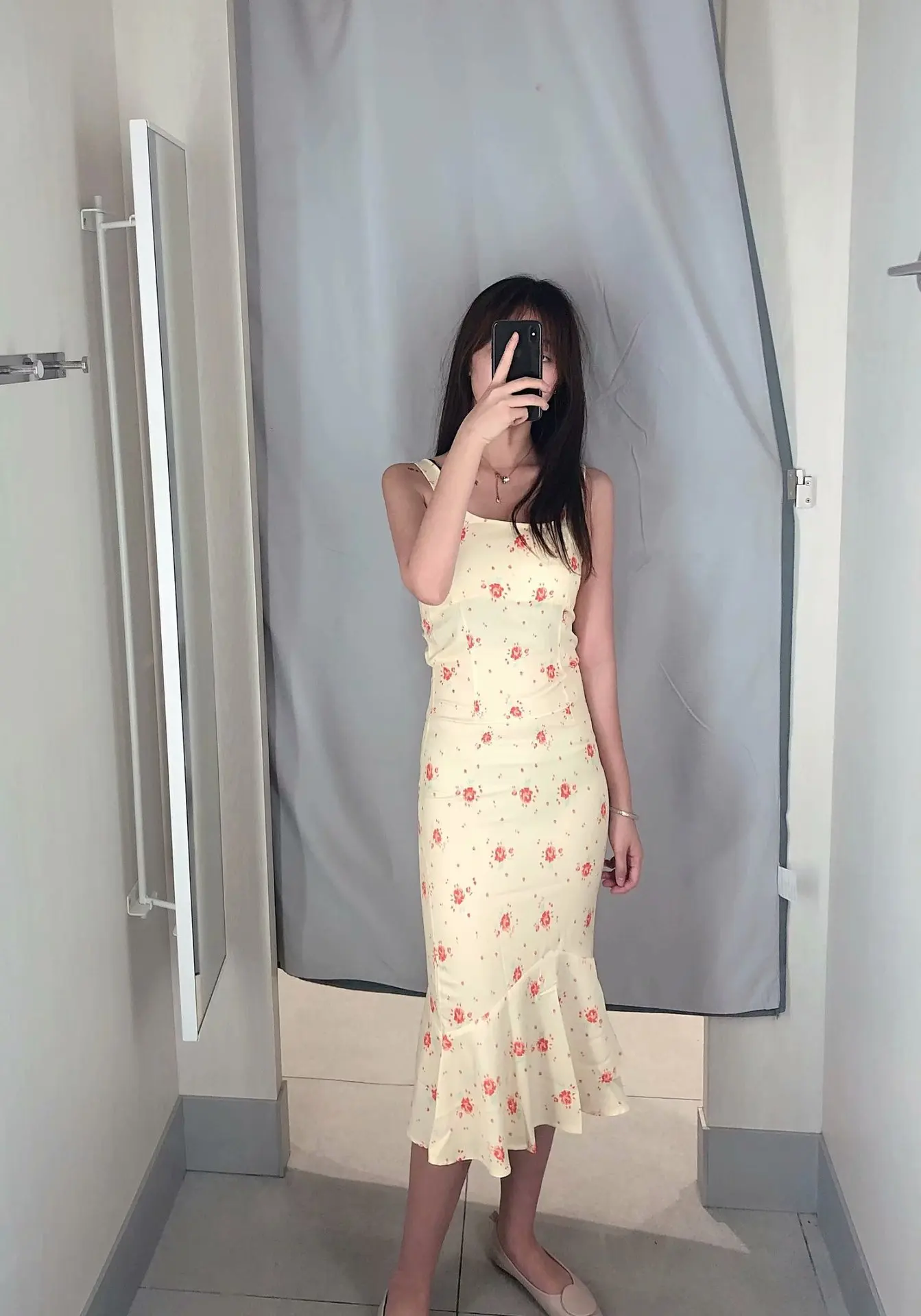 

Europe And America 2019 Summer New Style Women's Dress Slimming Yellow Floral Printed Dress Flounced Hem Strapped Dress