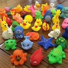 NEW 50/100 Pcs Cute Animal Swimming Water Toys Colorful Soft Rubber Float Squeeze Sound Squeaky Bathing Toy For Baby Bath Toys