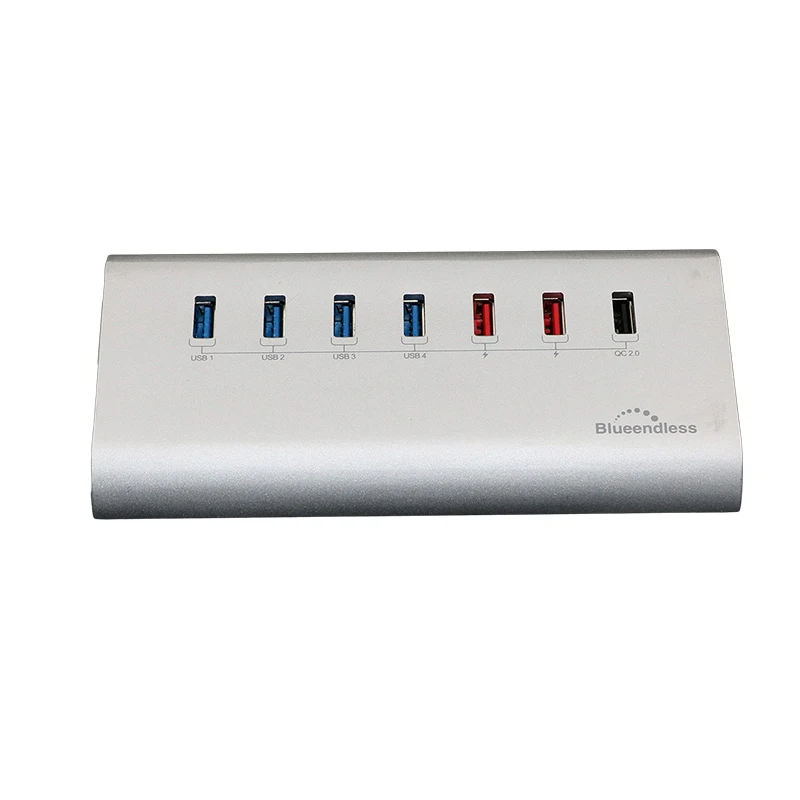 Blueendless 7 в 1 алюминиевый концентратор адаптер Usb 3,0 5 Гбит/с высокоскоростной концентратор с 12 в 1 а 3 порта Usb зарядное устройство