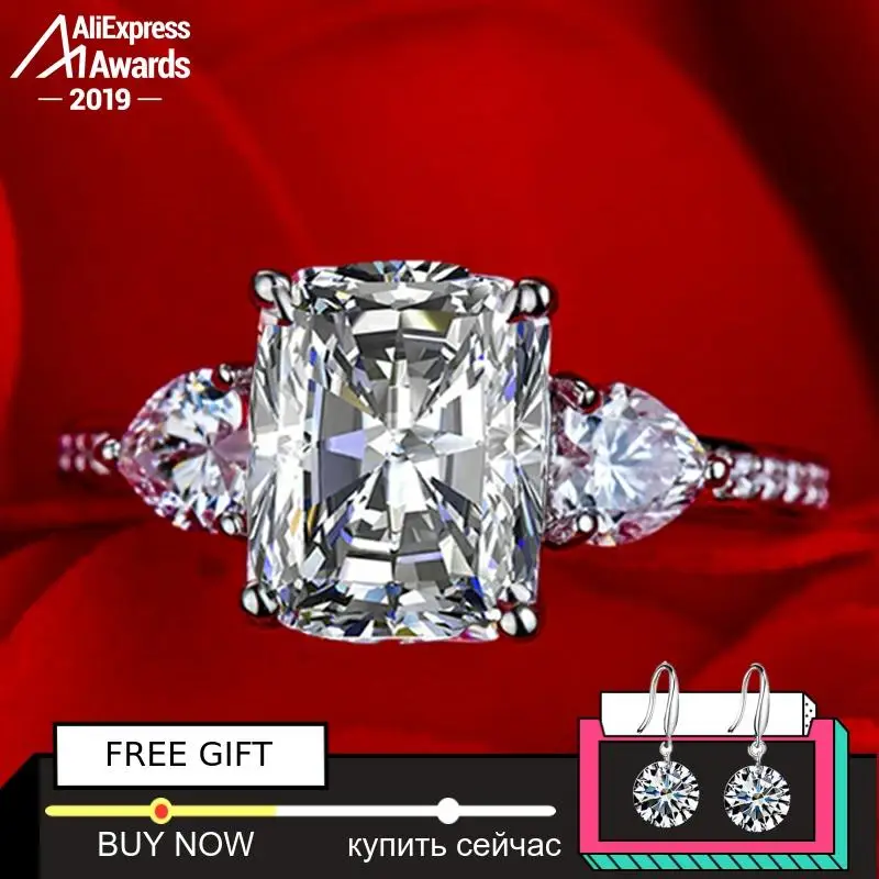 

8*10mm S925 Fine Jewelry sterling silver ring Lab-created diamond Carat 4Cs wedding proposal dream