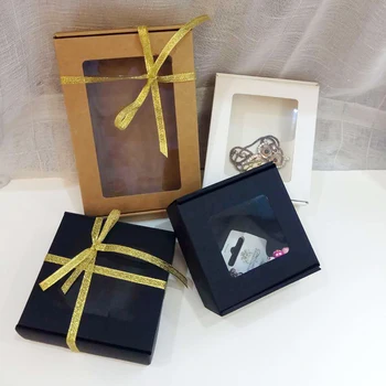 

10pcs Gift Packaging Box Ribbon Decoration Custom boxes Soap Box With Window Paper Box For Gifts Gift Pack Wrapping Supplies