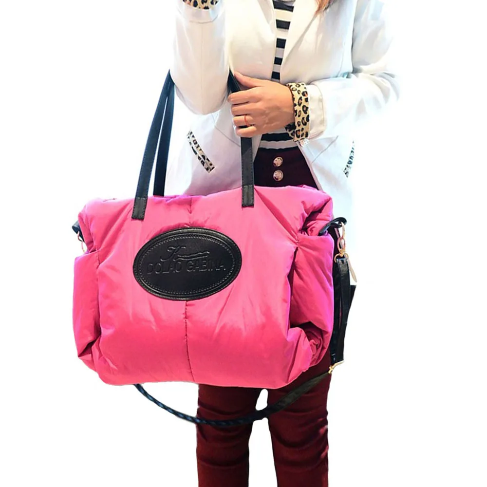 

Female Fashion Shoulder Bag Space Cotton Material Large Package Down Jacket Handbag Large Capacity Winter Ladies Shoulder Bags
