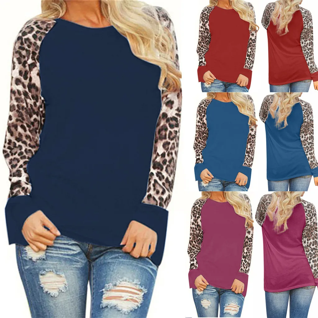 S-5XL, женские повседневные топы с леопардовым принтом на осень и зиму, модные женские футболки с длинным рукавом, топы больших размеров, 5 цветов# p4