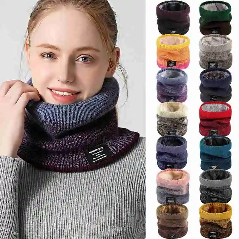 

Print Neck Scarf For Adults Winter Thicken Cotton Blend Plus Velvet Collar Comfortable Fashion Warm Scarves Gifts