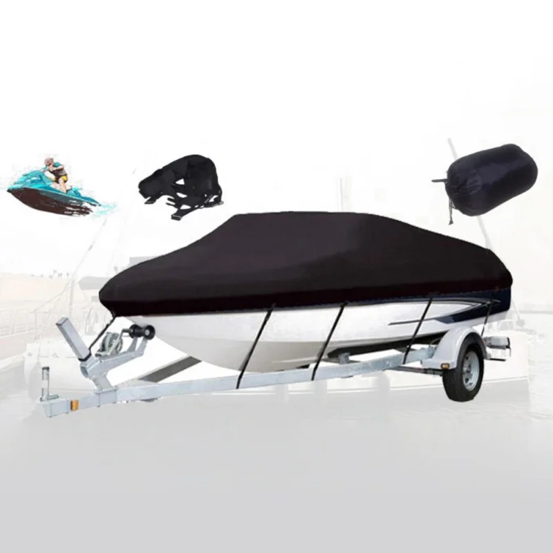 

Black Waterproof 210D Oxford Fabric Boat Cover Durable Outdoor Shade Cloth Collapsible Anti Ultraviolet