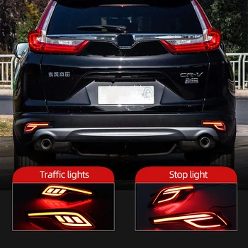 

CSCSNL 2Pcs Red Lens LED Rear Bumper Reflector Lamp For Honda CRV CR-V 2017 2018 2019 Tail Brake Light Fog Lamp