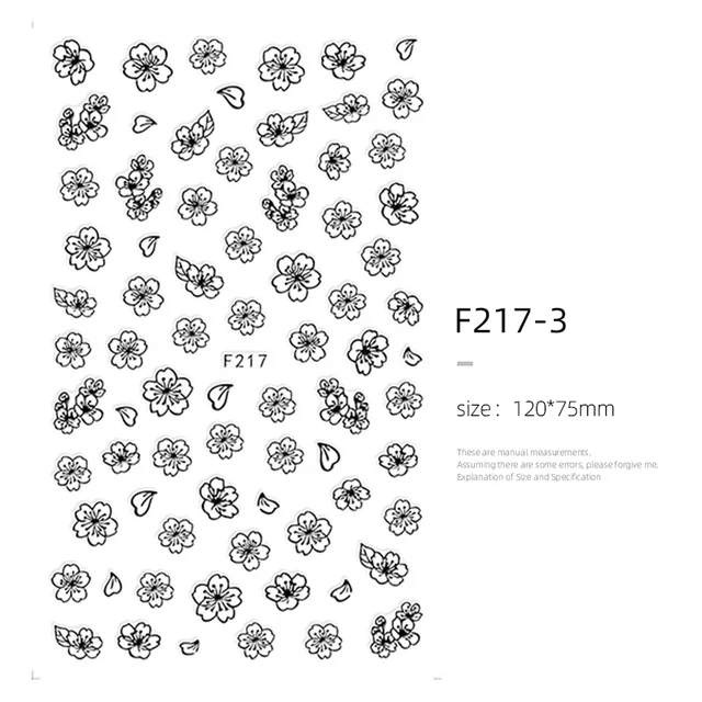 HNUIX Nail stickers circle silver gold geometry hollow 3D sticker art nail sticker sticker slider stickers star moon F217black
